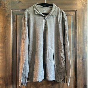 Untuckit Men's XXL Long Sleeve Cotton Polo Shirt